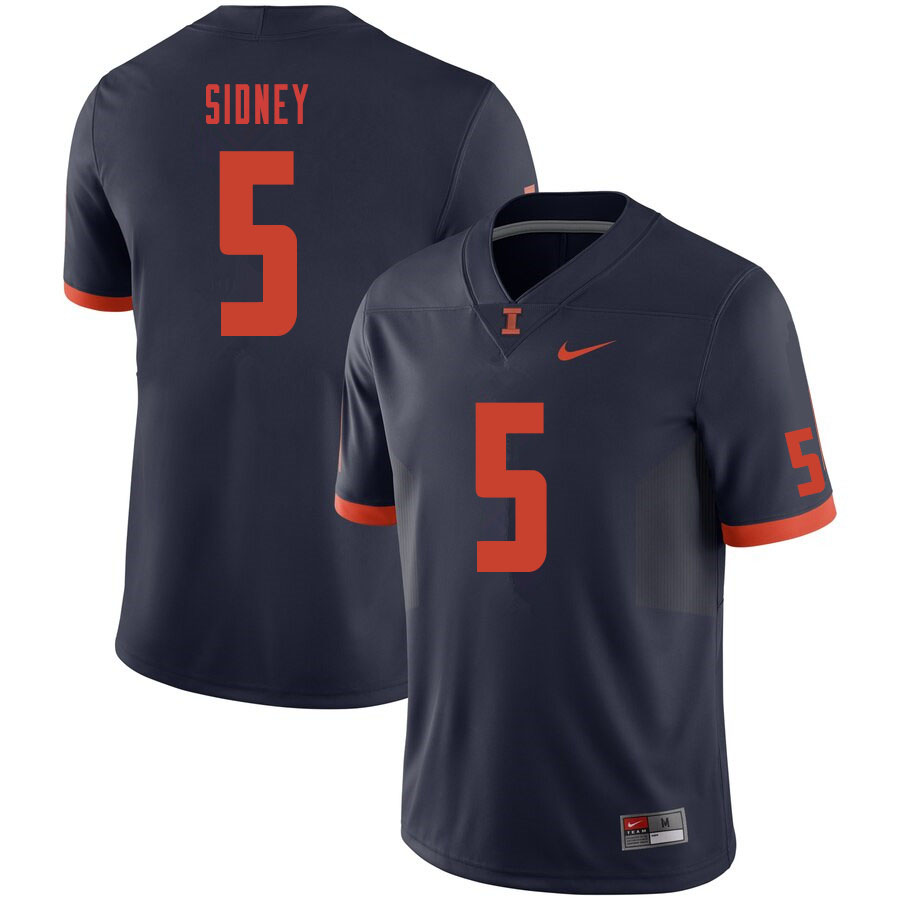 Men #5 Trevon Sidney Illinois Fighting Illini College Football Jerseys Sale-Navy